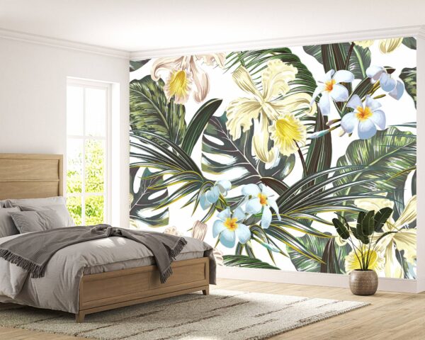 Summer Exotic Flowers Wallpaper Photo Wall Mural Wall UV Print Decal Wall Art Décor