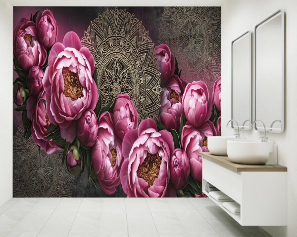 Flowers Painted on a Wall Wallpaper Photo Wall Mural Wall UV Print Decal Wall Art Décor