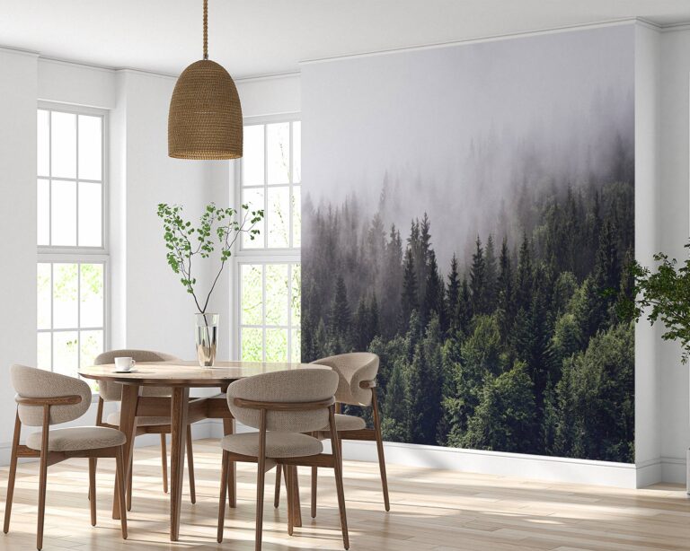 Fog over the Forest Wallpaper Photo Wall Mural Wall UV Print Decal Wall Art Décor