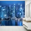 Blue Cityscape Skyline Wallpaper Photo Wall Mural Wall UV Print Decal Wall Art Décor