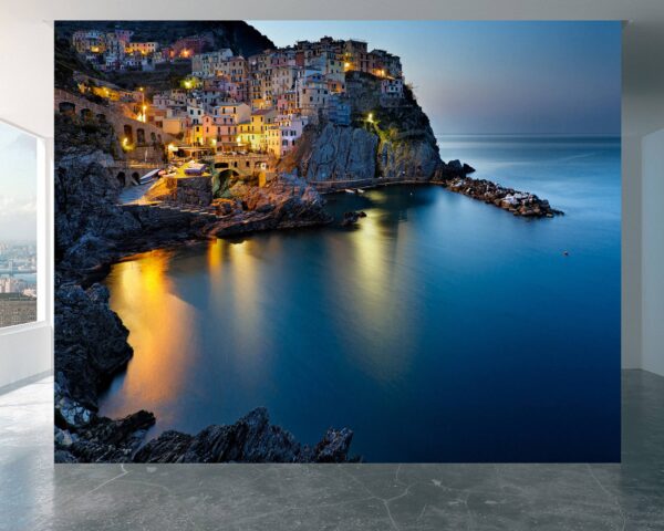 Manarola By night Italy Wallpaper Photo Wall Mural Wall UV Print Decal Wall Art Décor