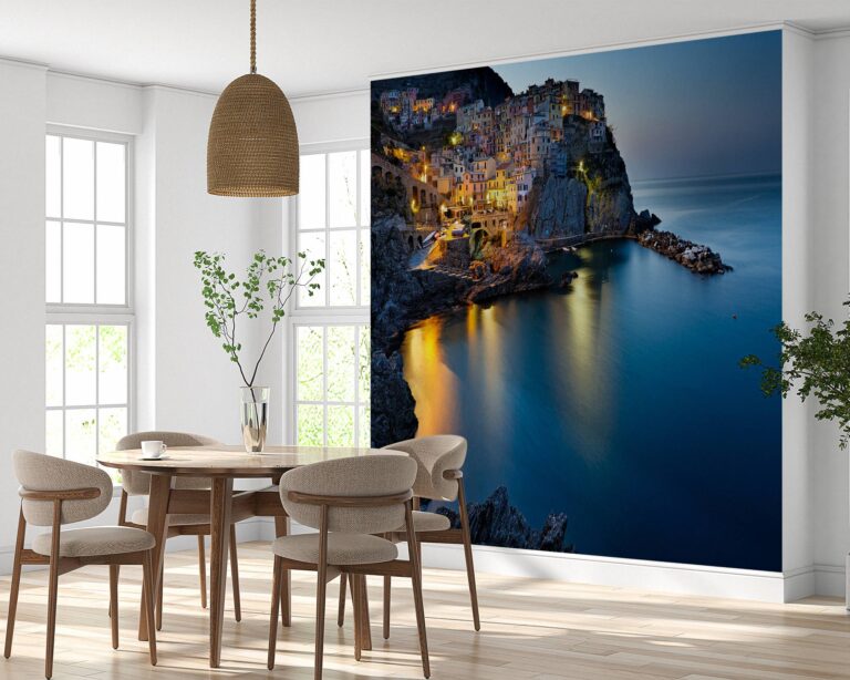 Manarola By night Italy Wallpaper Photo Wall Mural Wall UV Print Decal Wall Art Décor