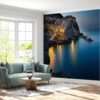 Self-adhesive mural capturing the serene night glow of Manarola