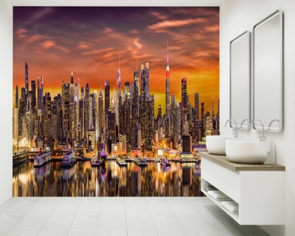 New York City Panorama at Sunrise Wallpaper Photo Wall Mural Wall UV Print Decal Wall Art Décor