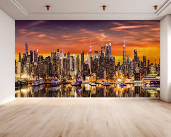 New York City Panorama at Sunrise Wallpaper Photo Wall Mural Wall UV Print Decal Wall Art Décor