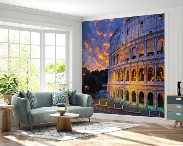 Colosseum sunrise mural ideal for studies and history-themed rooms