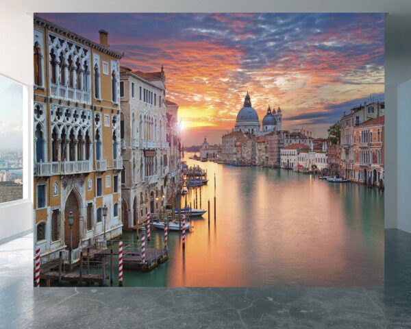 Grand Canal sunrise mural perfect for culture-themed living rooms and bedrooms