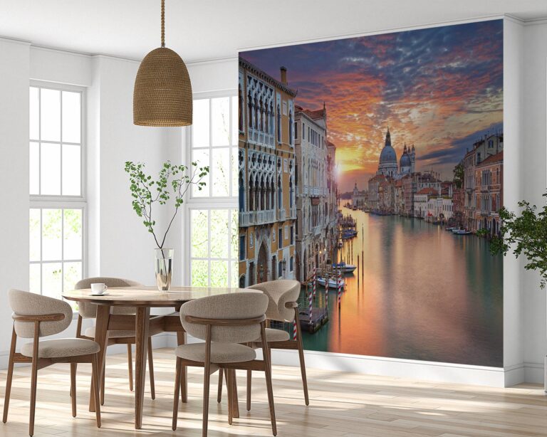 Grand Canal sunrise mural perfect for culture-themed living rooms and bedrooms