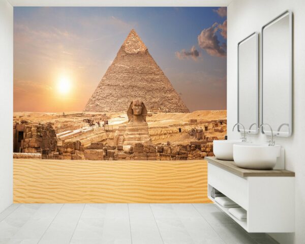 View on Sphinx and Pyramid Wallpaper Photo Wall Mural Wall UV Print Decal Wall Art Décor