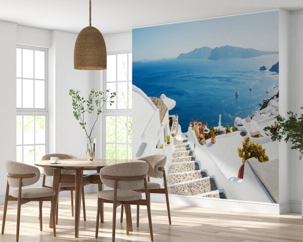 Coastal stairway leading to the sea captured on vinyl mural