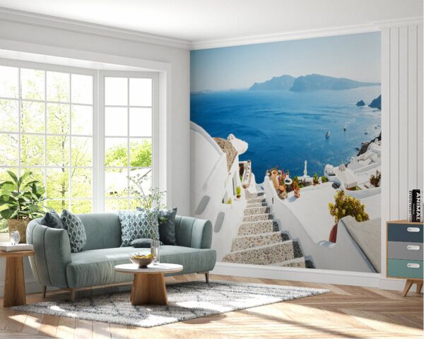 Stairway to sea mural perfect for nature-themed living rooms and balconies