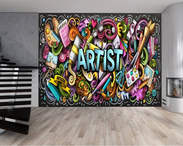 Dynamic graffiti street art design wall mural