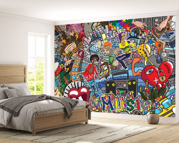 Graffiti Collage Art Street Wallpaper Photo Wall Mural Wall UV Print Decal Wall Art Décor