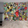 Dynamic music collage with graffiti street art wall mural