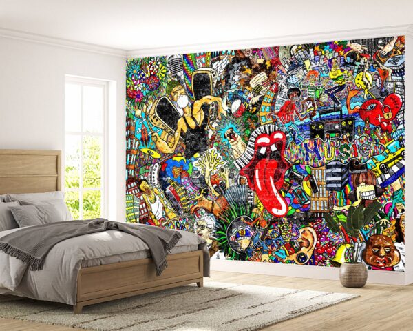 Music Collage Art Street Wallpaper Photo Wall Mural Wall UV Print Decal Wall Art Décor