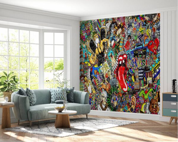 Waterproof wallpaper capturing the essence of music and graffiti