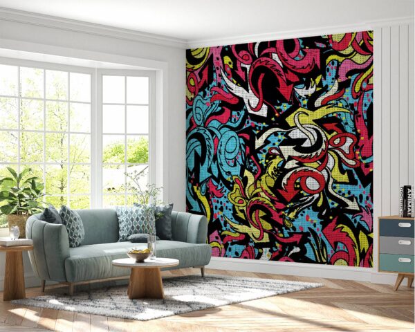 Self-adhesive wallpaper with vibrant comic artistry