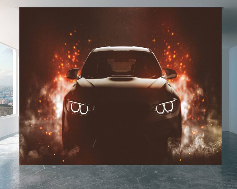 Black Car with Sparks Wallpaper Photo Wall Mural Wall UV Print Decal Wall Art Décor