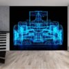 Dynamic sports car design on wall mural