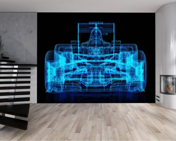 Dynamic sports car design on wall mural