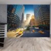 City street and taxis mural perfect for urban-themed offices and living rooms