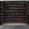 Classic bookshelf library design wall mural