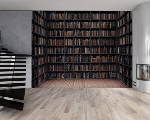 Living room adorned with a personal library design