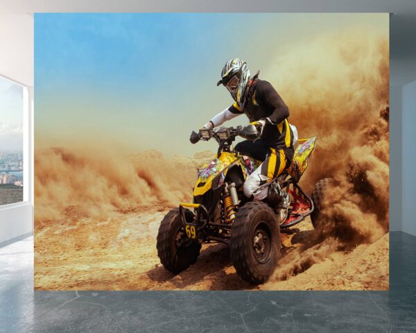 Quad Offroad Drive Dust Desert Wallpaper Photo Wall Mural Wall UV Print Decal Wall Art Décor