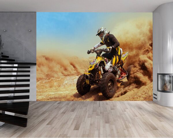 Quad Offroad Drive Dust Desert Wallpaper Photo Wall Mural Wall UV Print Decal Wall Art Décor