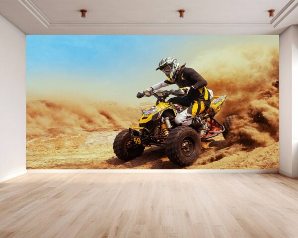 Close-up of quad bike details on wall art