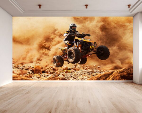 Close-up of quad bike details on wall mural