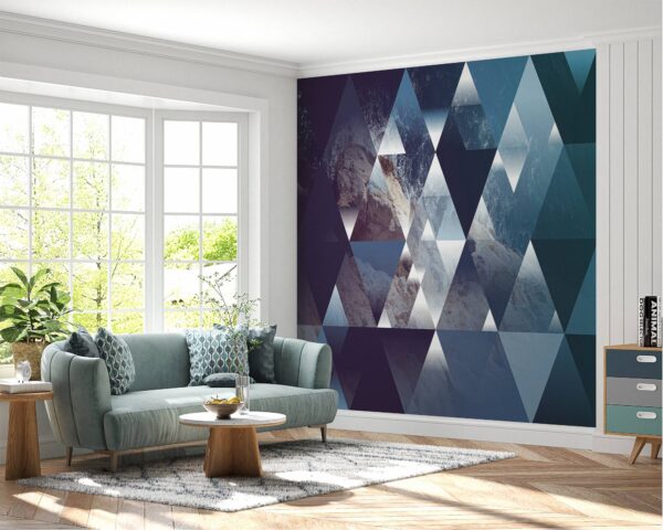 Self-adhesive wallpaper with a 3D effect and mixed landscape