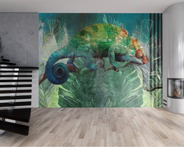 Self-adhesive chameleon wall decor roll