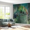 Living room adorned with chameleon wallpaper mural