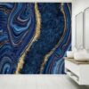 Navy Marble Wallpaper - Peel and Stick Wallpaper, Office Wall Decor, Marble Wall Design, Wall Decor, Removable Wallpaper