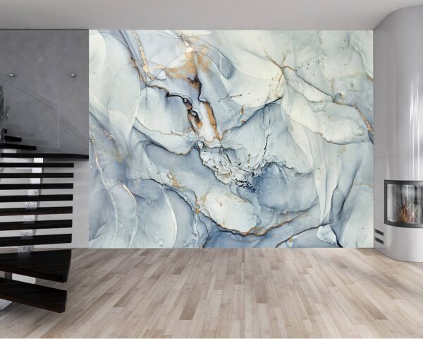 Light Blue Marble Wallpaper Photo Wall Mural Wall UV Print Decal Wall Art Décor