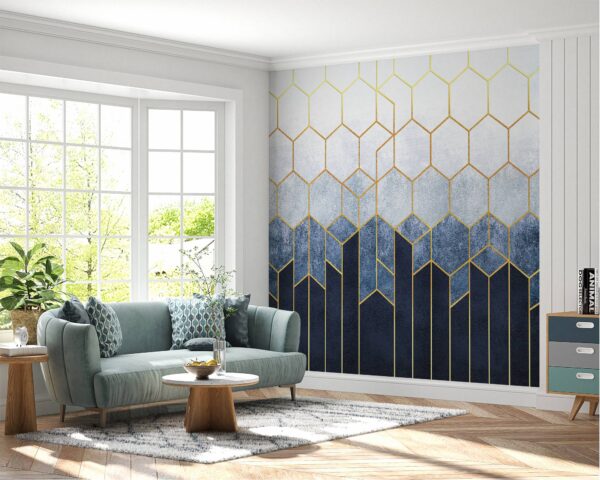 Self-adhesive wallpaper showcasing intricate tile patterns