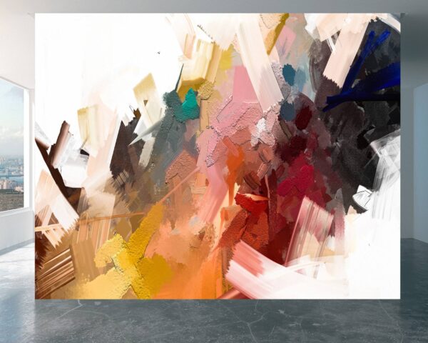 Lively abstract painting effect with rainbow colors wall mural