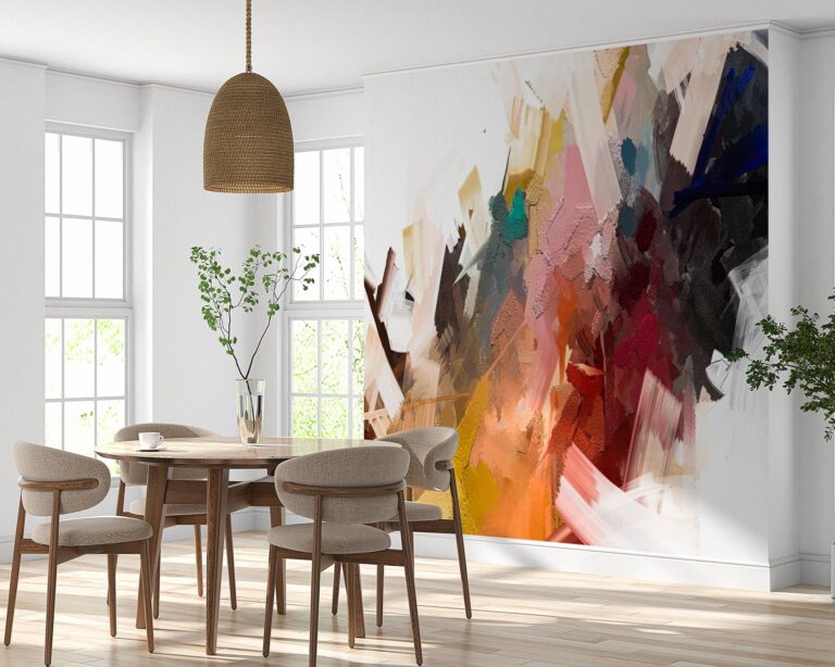 Lively abstract painting effect with rainbow colors wall mural