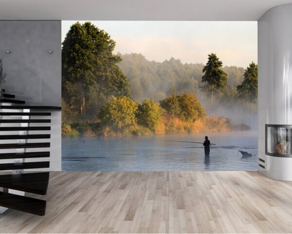 Fisherman in the Lake Wallpaper Photo Wall Mural Wall UV Print Decal Wall Art Décor