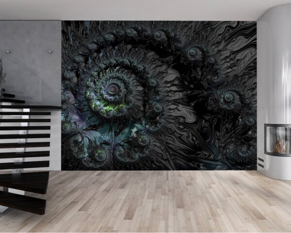 Enigmatic deep dark twister effect wall mural