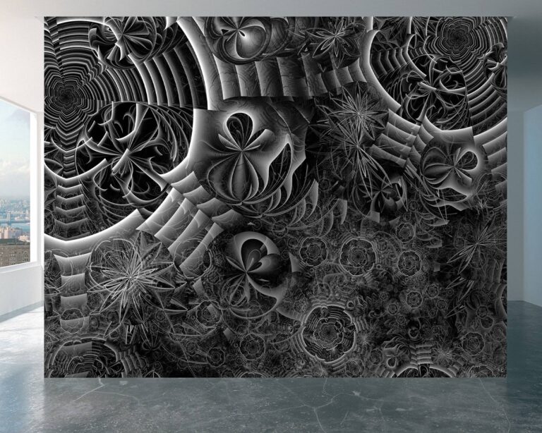 Artistic modern fantasy shapes wall mural