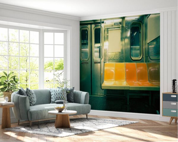 Waterproof vinyl decor depicting a tranquil subway scene