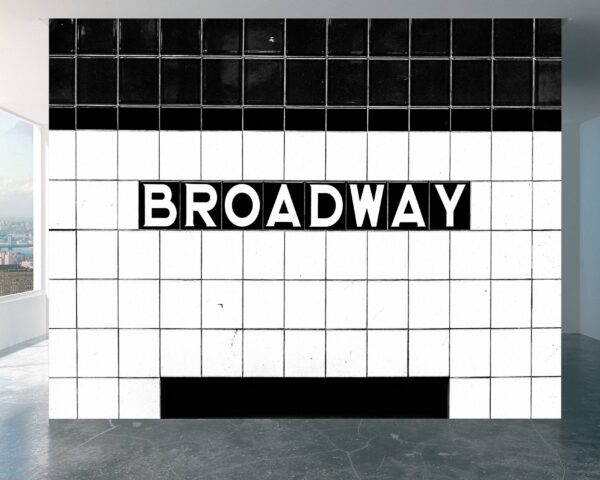 Vintage Broadway subway sign captured on vinyl mural