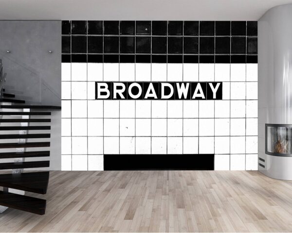 Broadway subway sign mural perfect for vintage-themed living rooms and home theaters