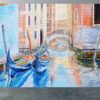 Artistic Venice gondola wall mural with paint effect