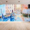 Waterproof mural capturing the beauty of Venice's gondolas