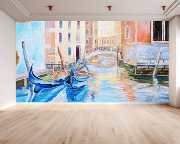 Waterproof mural capturing the beauty of Venice's gondolas