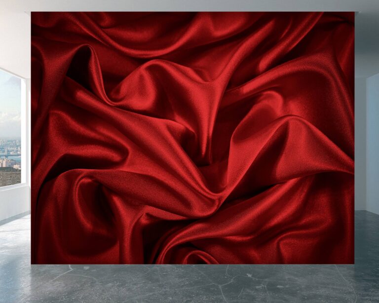 Wall mural showcasing the luxurious sheen of red satin