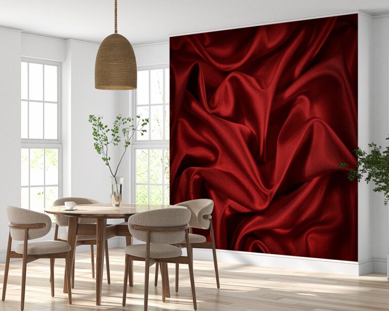 Wall mural showcasing the luxurious sheen of red satin